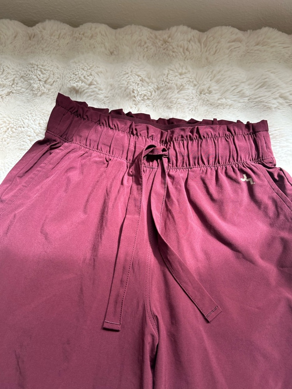 JoyLab Wide-Leg Paperbag Waist Pants in Burgundy - Picture 3 of 7